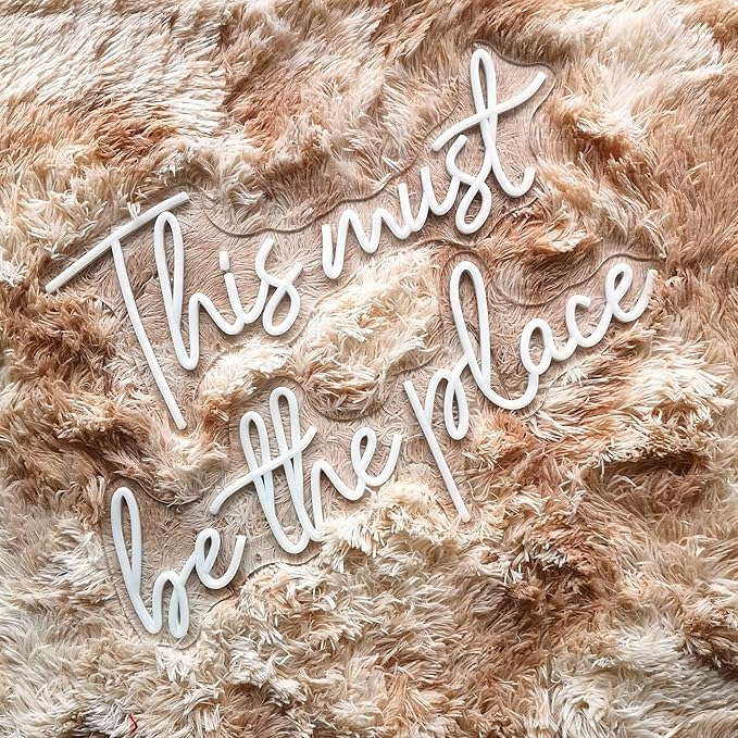 This Must Be The Place Neon Sign for Wall Décor, (Large) 43.7X8 inches Neon Lights Signs for Wedding Bar Office Cafe Party Neon LED Sign Gift for Anniversary Girlfriend