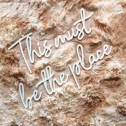 This Must Be The Place Neon Sign for Wall Décor, (Large) 43.7X8 inches Neon Lights Signs for Wedding Bar Office Cafe Party Neon LED Sign Gift for Anniversary Girlfriend