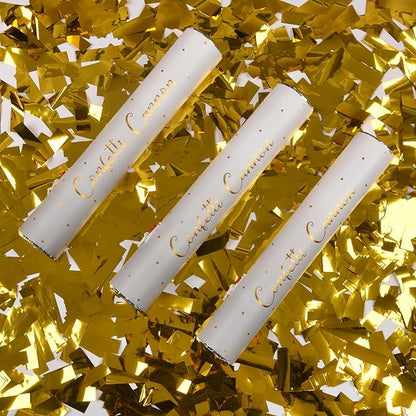 Confetti Cannon with Magic Snap - Pack of 6 Gold Poppers - Confetti Shooters for New Year's Eve, Birthday, Graduation, Party, Weddings - Confetti Launchers for any Celebration