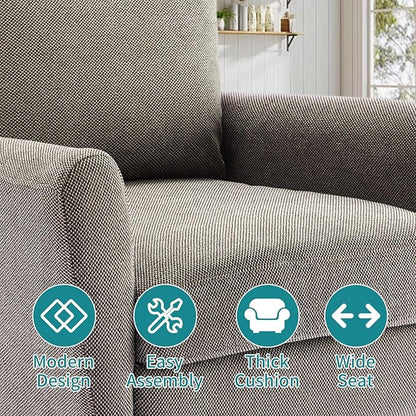 OLIXIS Comfy Accent Chair for Living Room Bedroom and Waiting Room, Upholstered Mid-Century Reading Chair with Pillow and Solid Wood Legs, Wide Singe Modern Lounge Sofa (Gray, 2 Pack)
