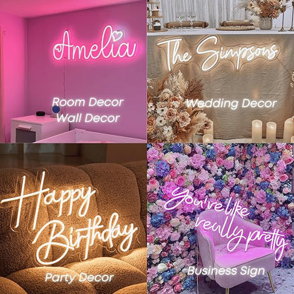 Custom Neon Sign – Personalized LED Neon Light, Customizable Name & Logo Sign for Wedding, Birthday, Business, Bar, Salon, Home Wall Decor – Light Up Event & Party Decoration