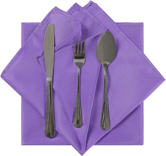 Cloth Napkins 20x20 inch Washable Polyester Dinner Napkins Soft Table Napkins for Wedding Party Dining Banquet(Purple,12PCS)