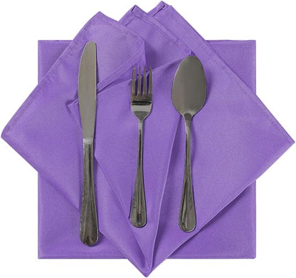 Cloth Napkins 20x20 inch Washable Polyester Dinner Napkins Soft Table Napkins for Wedding Party Dining Banquet(Purple,12PCS)