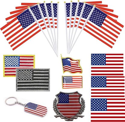 Fourth of July Patriotic Party Decorations, American Flag Patches, Key Chains, Brooches, American Car Stickers, American Flag, Independence Day Party Supplies