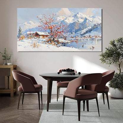 Canvas Wall Art Prints Large Wall Art Pictures for Living Room Landscape Farmhouse Wall Art Decor Canvas Art Wall Decor Red Tree Flower Artwork For Walls Bedroom Office Home Wall Decor 24" X 48"