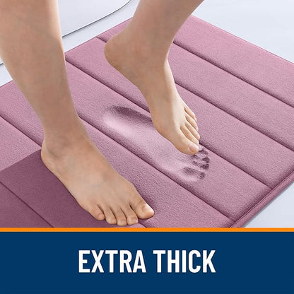 OLANLY Memory Foam Long Bathroom Rugs Runner 59x24, Super Soft Absorbent Bath Mat, Quick Dry, Machine Washable Shower Floor Rugs, Bathmat Carpet, Bathroom Home Decor Accessories, Deep Plum