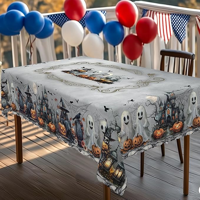 Eikione Rectangular Tablecloth 140x180inch, Halloween Bat Little Devil Tablecloth Waterproof and Wrinkle-Free, Table Covers, Summer Decorations for Home Dining