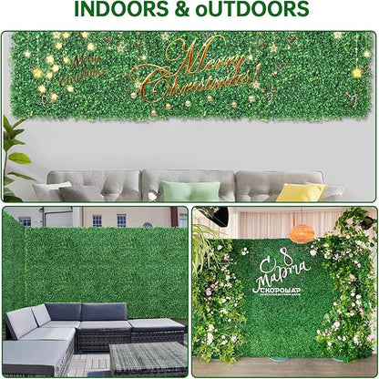 ZXMOTO Artificial Boxwood Hedge Panels 24PCS Topiary Hedge Plant Faux Grass Wall Decoration Faux Greenery Wall Panel for Indoor Outdoor Garden Backyard Decor (23.6"x15.7"(24 Pack))