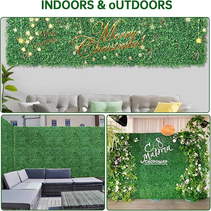ZXMOTO Artificial Boxwood Hedge Panels 36PCS Topiary Hedge Plant Faux Grass Wall Decoration Faux Greenery Wall Panel for Indoor Outdoor Garden Backyard Decor (23.6"x15.7"(36 Pack))