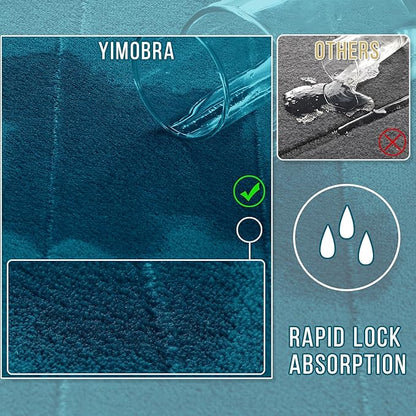 Yimobra Long Bath Mat 44"x24", Super Soft Quick Dry Memory Foam Bathroom Rug, Water Absorbent, Non Slip Backing Machine Washable for Tub Shower, Thick Comfort Support, Peacock Blue