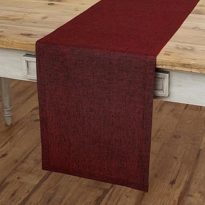 Solino Home Linen Table Runner 72 Inches Long - Athena, 100% Pure Linen Red Garnet Dining Table Runner 14 x 72 Inch for Fall, Autumn, Christmas, Holiday, Winter, New Year