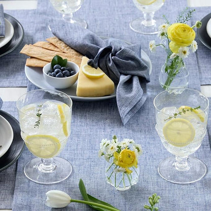 Solino Home Linen Cloth Tablecloth 52 x 52 Inch - 100% Pure Linen Chambray Indigo Square Tablecloth - Athena, Machine Washable Table Throw for Christmas, New Year