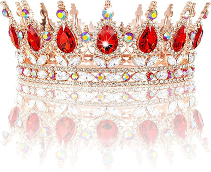 Gold Crown for Women, Crystal Queen Tiaras Headband Wedding Bridal Hair Accessories, Birthday Party Prom Cake Topper