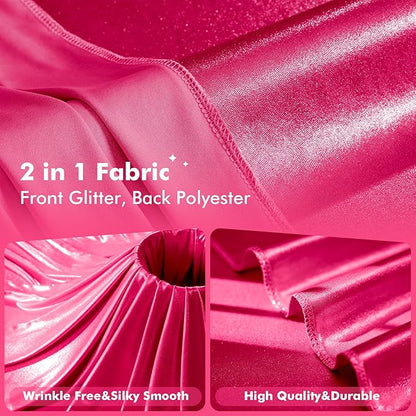 30x10ft Shimmer Hot Pink Sequin Backdrop Curtain for Parties-6 Panels 5x10ft Thick Wrinkle Free Glitter Fuchsia Photo Backdrop Drapes Curtains for Wedding Hot Pink Theme Party Photography Background