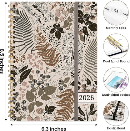2026 Planner, Weekly and Monthly Planner for Women, Jan 2026 - Dec 2026 Pretty 2026 Calendar Planner with Monthly Tabs, Inner Pocket, Spiral Binding, Perfect for Office Home School - 6.3" x 8.5", Magical Forest