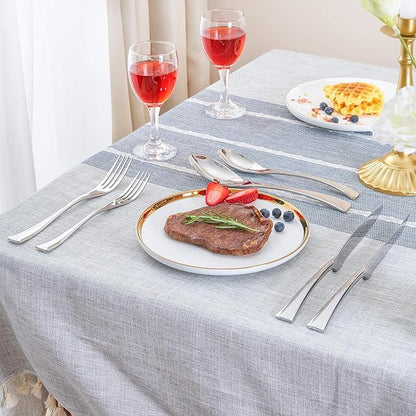 24 Pieces Silverware Set with Steak Knives Service for 4,Modern 18/10 Stainless Steel Flatware Cutlery Set,Utensil Set for Home Restaurant Hotel,Mirror Polished,Dishwasher Safe