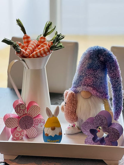 Madanar Easter Resin Gnomes for Tiered Tray Shelf Decorations - Chocolate Bunny, Egg, Basket (Easter)