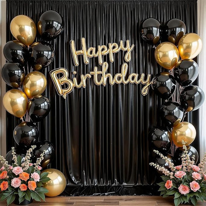 20ftx10ft Shimmer Black Sequin Backdrop Curtain for Parties, Thick Wrinkle Free Glitter Backdrop Drapes Photo Back Drop Curtains for Birthday Wedding Halloween Photography Background-4 Panels 5x10ft