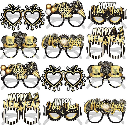 KatchOn, Happy New Year Glasses 2026 - Pack of 12 | New Years Eve Glasses, New Years Eve Party Supplies 2026 | Happy New Years Decorations 2026 | NYE Decorations 2026