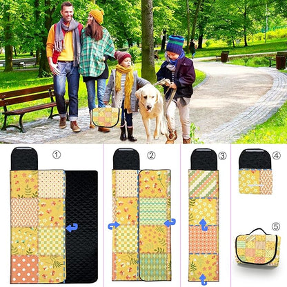 Extra Large Picnic Blanket Waterproof,80"x 80"Foldable Machine Washable Beach Blanket,Outdoor Blanket for 6-8 Adults,Suitable for Indoor Crawling,Park Beach,Camping,Hiking,Family Travel(Colorful)