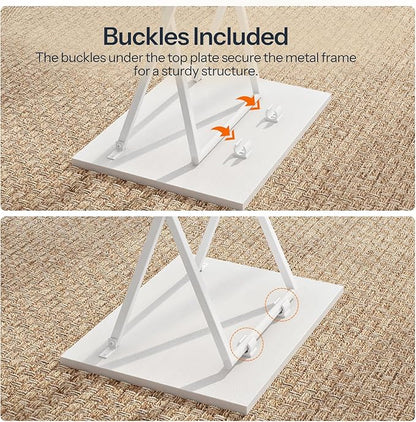 HOOBRO Folding TV Tray Tables, Set of 2 Side Table for Small Space, Industrial Snack Tables for Eating at Couch, Stable Metal Frame, Easy Assembly, Space Saving, White WW25BZ01N1