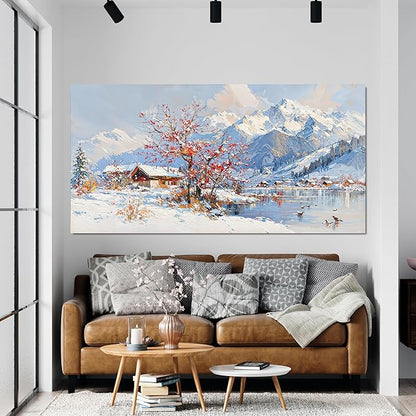 Canvas Wall Art Prints Vintage Wall Art Pictures for Living Room Landscape Farmhouse Wall Art Decorations Canvas Art Wall Decor Red Tree Flower Artwork For Walls Bedroom Office Home Decor 20" X 40"