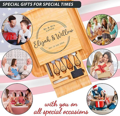 Personalized Charcuterie Board Gifts Set, Custom Large Cheese Board, Charcuterie Board for Wedding, Anniversary, Birthday, Housewarming, Engagement, Party, New Home Gift Couple, Fathers Day, Christmas
