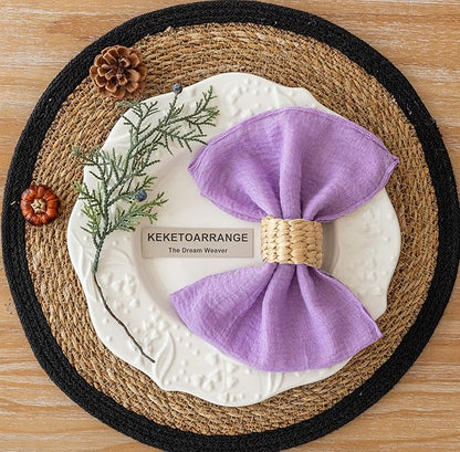 Cheesecloth Napkins 17x17 Inches Cloth Napkins Reusable Washable Handmade for Lunch Dinner Wedding Baby Bridal Shower Party Rustic Boho Decorations Bulk Set of 10 Lilac