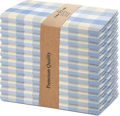 Urban Villa Cloth Napkins Set of 12 20x20 Inches 100% Cotton Napkins Cloth Washable Soft Durable Reusable Absorbent Table Dinner Napkins Cloth for Hotel Lunch Restaurant Weddings Parties- Blue Sand