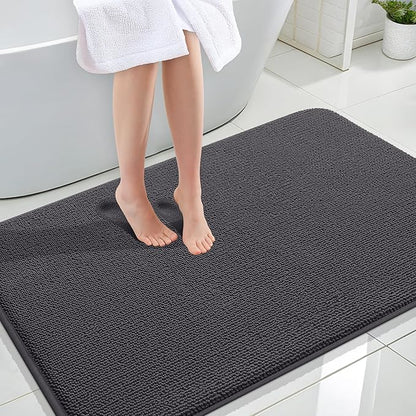 OLANLY Thick Memory Foam Bath Mat Rug 44x32, Extra Soft Absorbent Bathroom Rug, Quick Dry Bath Mats, Non-Slip, Machine Washable Carpet for Bathroom, Tub and Shower, Home Decor Accessories, Dark Grey