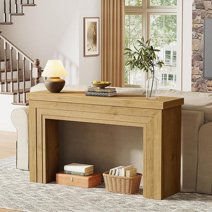 Huuger 54 Inch Entryway Table, Retangular Console Table with Storage, Farmhouse Sofa Table Behind the Couch, Long for Entrance, Hallway, Foyer, Living Room, Natural