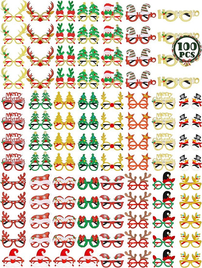 24PCS Christmas Glasses, Christmas Party Favors, Santa Glasses Frames for Xmas Decorations Accessories Supplies