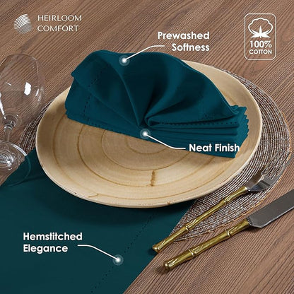 Multi Color Cloth Napkins 18x18 Inch - Set of 12-100% Cotton, Soft - Perfect Hotel Quality Napkin for Table, Dinner, Weddings, Everyday Dining - Turquiose Blue, Teal Green, Navy