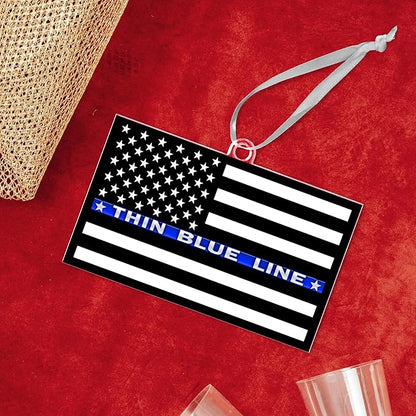 FLAGWIX Police Christmas Ornaments - Thin Blue Line Acrylic Christmas Ornaments 2025 for Tree Decorations - Police Gifts for Men Women, Inspirational Cop Gifts for Men Dad Grandpa