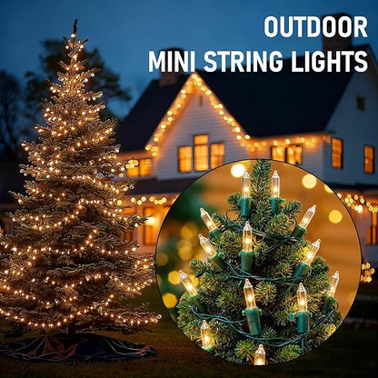 TW SHINE Warm White Christmas Lights, 4 Pack Total 120FT 600 Count Incandescent Mini Tree String Lights, Waterproof Christmas Decorations for Outdoor Indoor Xmas Patio Home Party Garden Yard Decor