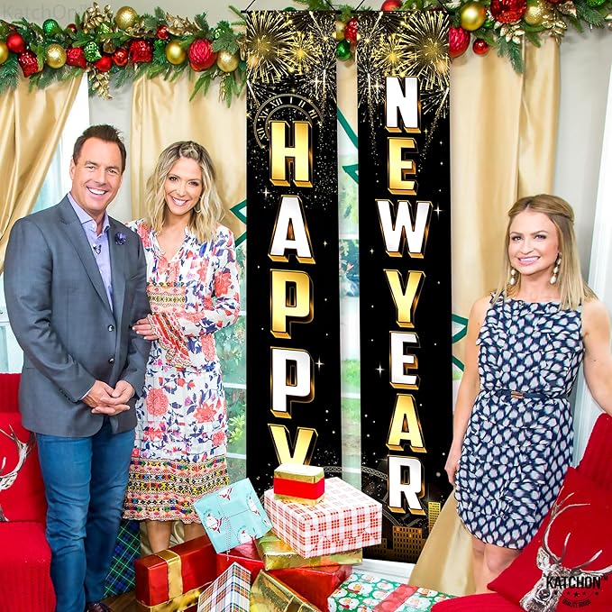 KatchOn, Happy New Year Door Banner - 72x12 Inch | Happy New Year Banner for 2026 New Years Decorations 2026 | NYE Decorations 2026 | New Years Eve Party Supplies 2026