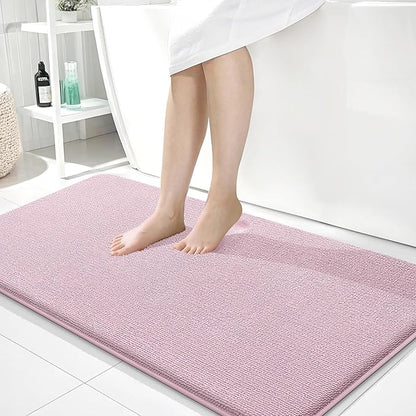 OLANLY Thick Memory Foam Bath Mat Rug 44x24, Extra Soft Absorbent Bathroom Rug, Quick Dry Bath Mats, Non-Slip, Machine Washable Carpet for Bathroom, Tub and Shower, Home Decor Accessories, Dusty Rose