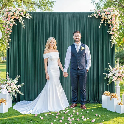 8 Panels Hunter Green Backdrop Curtain for Parties Wrinkle Free Dark Green Photo Curtains Backdrop Drapes Fabric Decoration for Weding Baby Shower Birthday Party Photography 40ft(W) x 10ft(H)