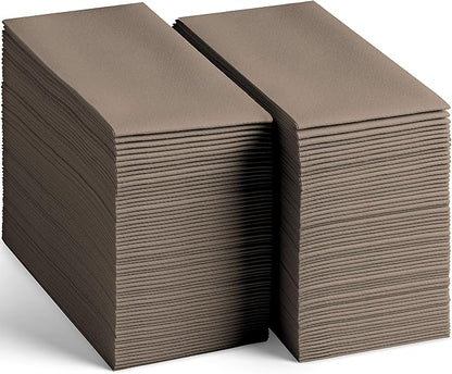 100 Linen-Feel Colored Paper Napkins - Decorative Cloth-Like Beige Dinner Napkins - Soft And Absorbent. For Kitchen, Party, Wedding, Bathroom Or Any Occasion. (Pack of 100)