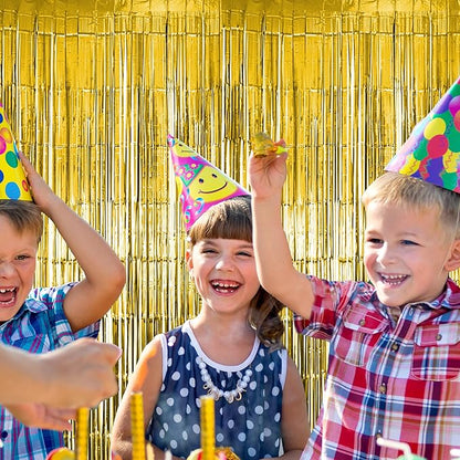 10 Pack Gold Fringe Curtain Party Backdrop, Gold Tinsel Backdrop, Decoration Supplies for Birthday, Holidays, Parties & More