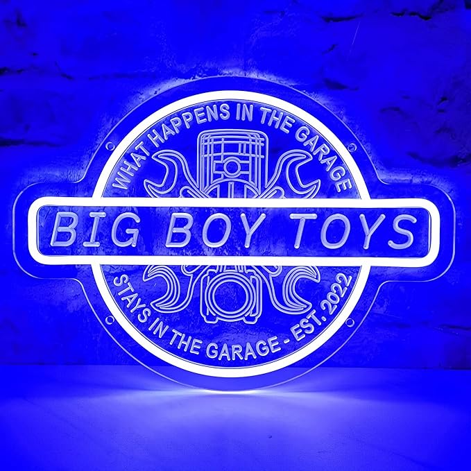 Custom Name Garage LED Neon Sign for Men Dad, Personalized Garage 3D Art Sign, Customizable Workshop Man Cave Acrylic Neon Light for Gift, Garage Light Up Sign for Wall Decor