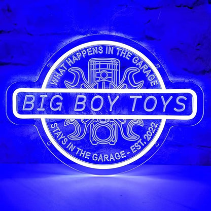 Custom Name Garage LED Neon Sign for Men Dad, Personalized Garage 3D Art Sign, Customizable Workshop Man Cave Acrylic Neon Light for Gift, Garage Light Up Sign for Wall Decor