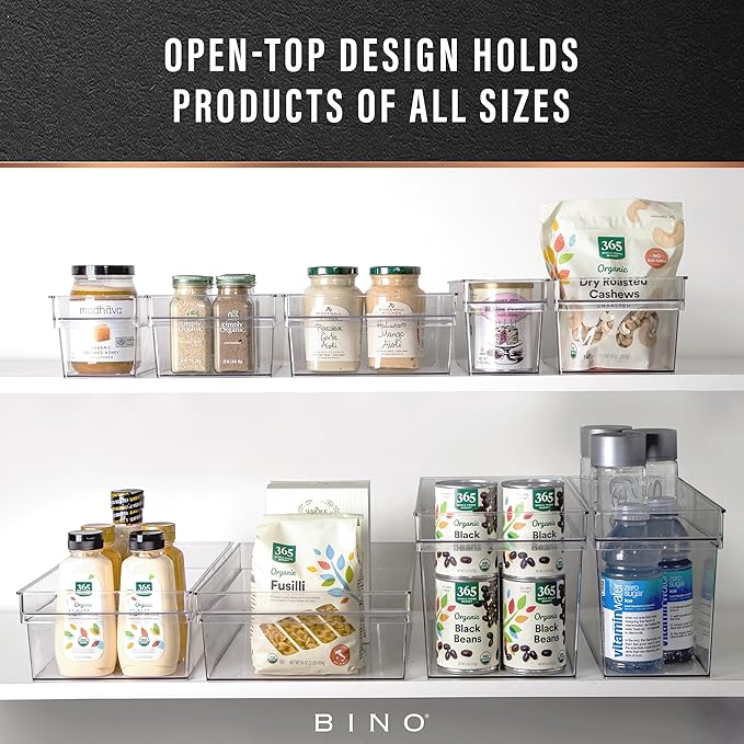 BINO | Plastic Storage Bins, Small | THE HANDLER COLLECTION | Multipurpose Organizer Bins | Kitchen Pantry Organizers and Storage | Clear Containers for Organizing Home | Freezer Organizer