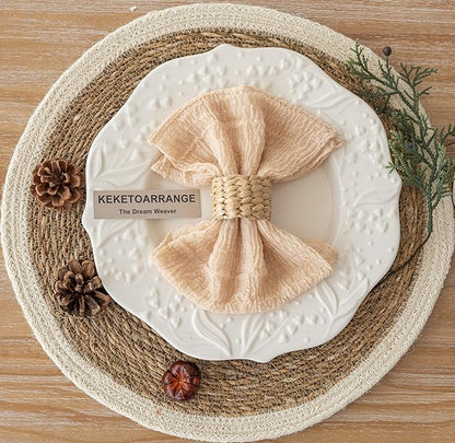 Cheesecloth Napkins 17x17 Inches Cloth Napkins Reusable Handmade for Lunch Dinner Wedding Baby Bridal Shower Party Rustic Boho Decorations Bulk Set of 10 Butter