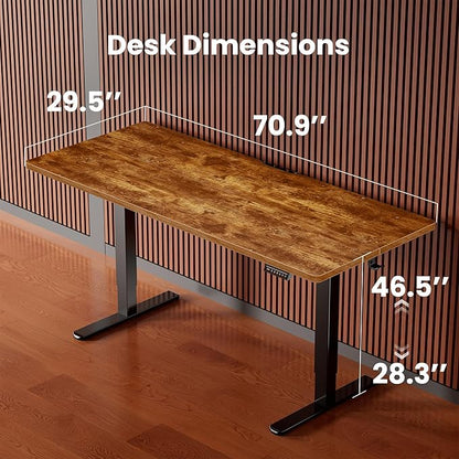 ErGear Height Adjustable Electric Standing Desk, 71 x 30 Inches Sit Stand up Desk, Memory Computer Home Office Desk, Vintage Brown