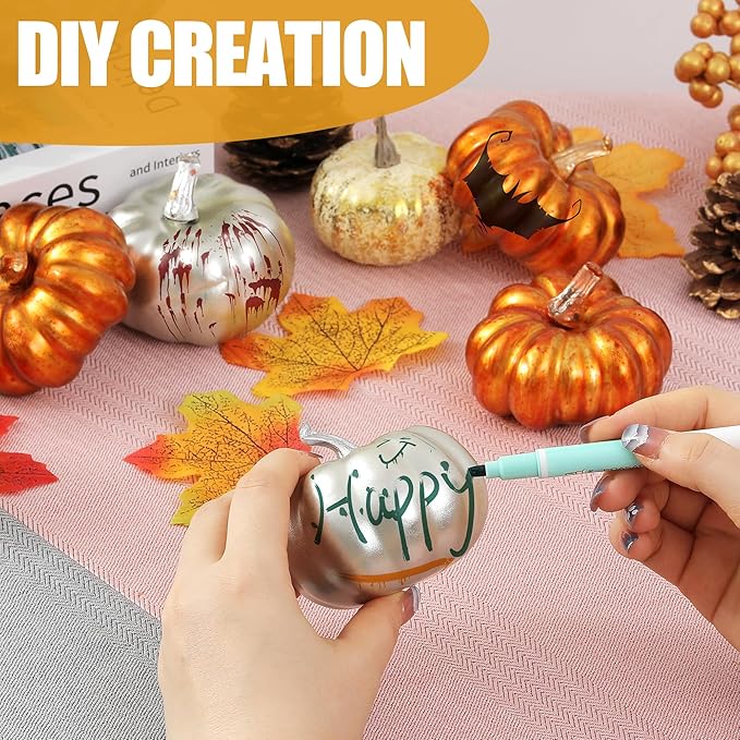 Artgar Pumpkin Decor - Halloween Pumpkin Set - 14 PCS Fall Decor Set - Including Mini Pumpkins, Pinecones, Foam Berries for Home DIY Table Centerpieces Fall Halloween Thanksgiving Filler Decor