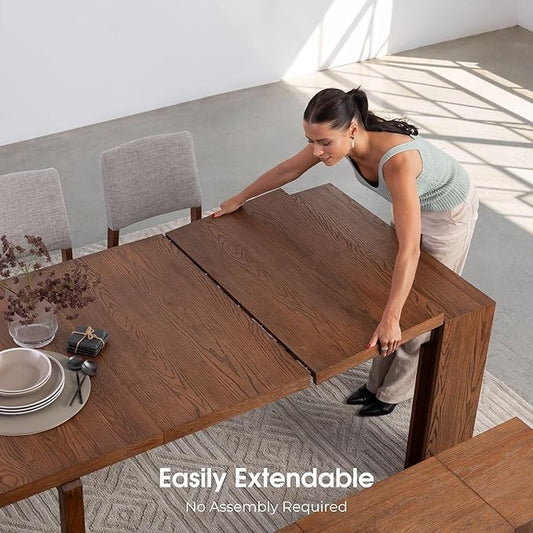 Transformer Table - Solid Wood Extendable Dining Table, Seats 2-12, Expandable Dining Room Table, Space-Saving Furniture, Expandable Dining Furniture, Brown (Table Only)