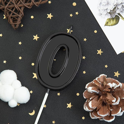 PHD CAKE 2.76 Inch Luxe Black 0 Number Birthday Candles, Black Number Candles, Cake Number Candles, Party Celebration