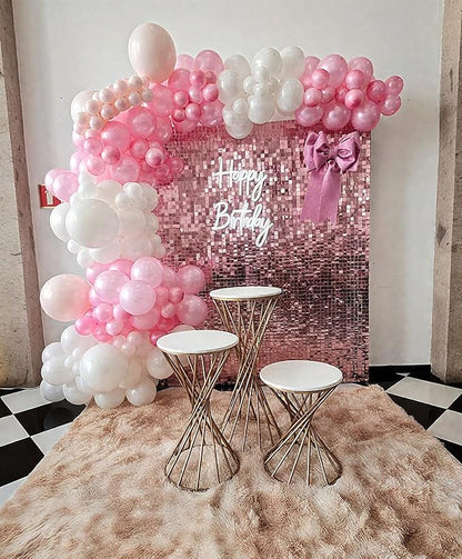 Pink Shimmer Wall Backdrop 12 Panels Cover 4 x 3 Ft, Photo Backdrops for Wedding,Anniversary,Birthday,Party Decoration