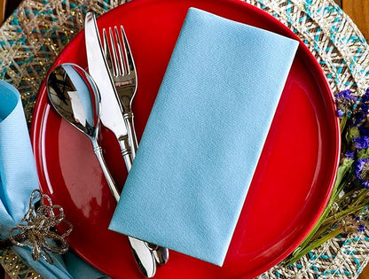 Baby Blue Paper Napkins | Linen Feel Guest Disposable Cloth Like Dinner Napkins | Hand Towels | Soft, Absorbent, Paper Hand Napkins for Kitchen, Bathroom, Parties, Weddings, Dinners | 50 Pack
